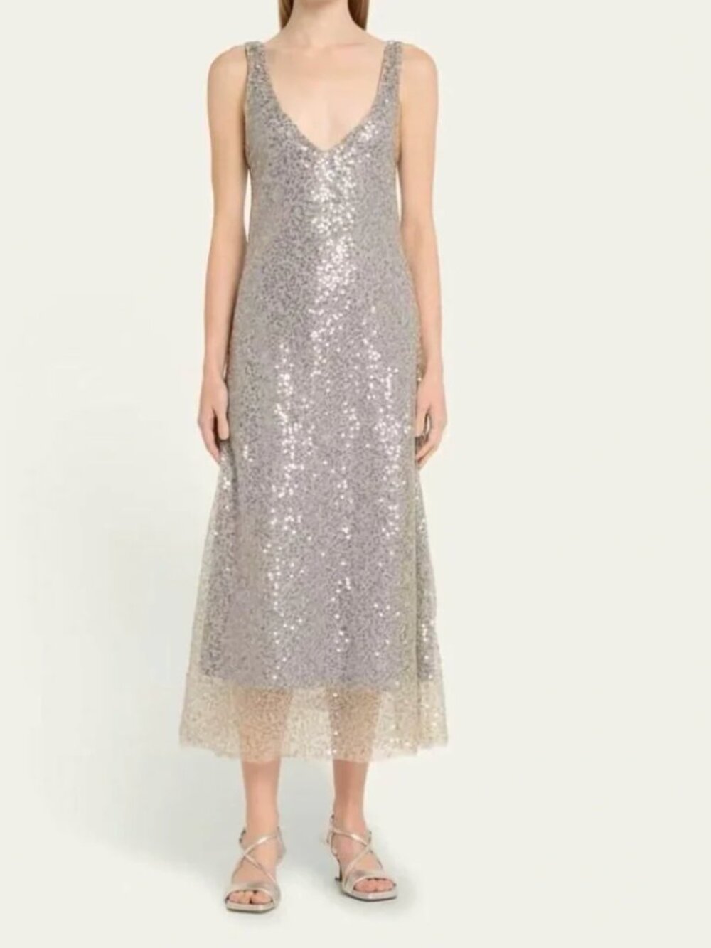 NWT Vince silver sequins slip dress size S (orig $595)